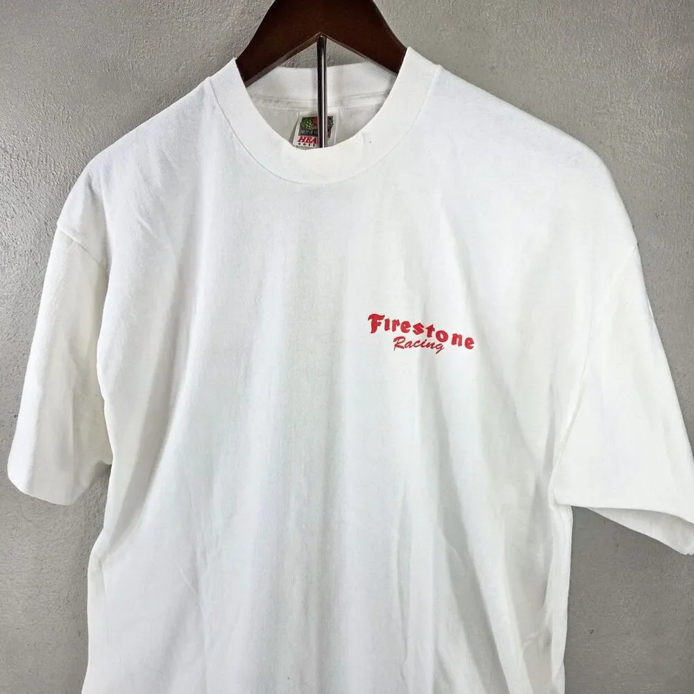 VTG 90s Firestone Racing 50 Wins Indy Fruit of the Loom Single Stitch Tee Sz XL